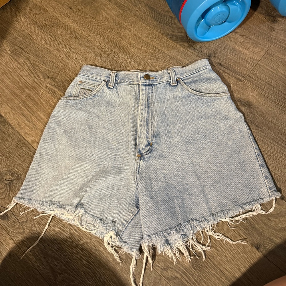 Wrangler Light Blue Frayed Jean Shorts